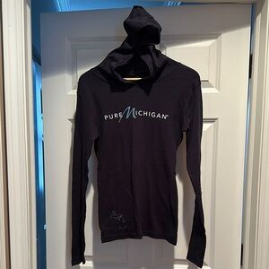 PURE MICHIGAN Women's Navy Long Sleeve American Apparel Hooded T Shirt